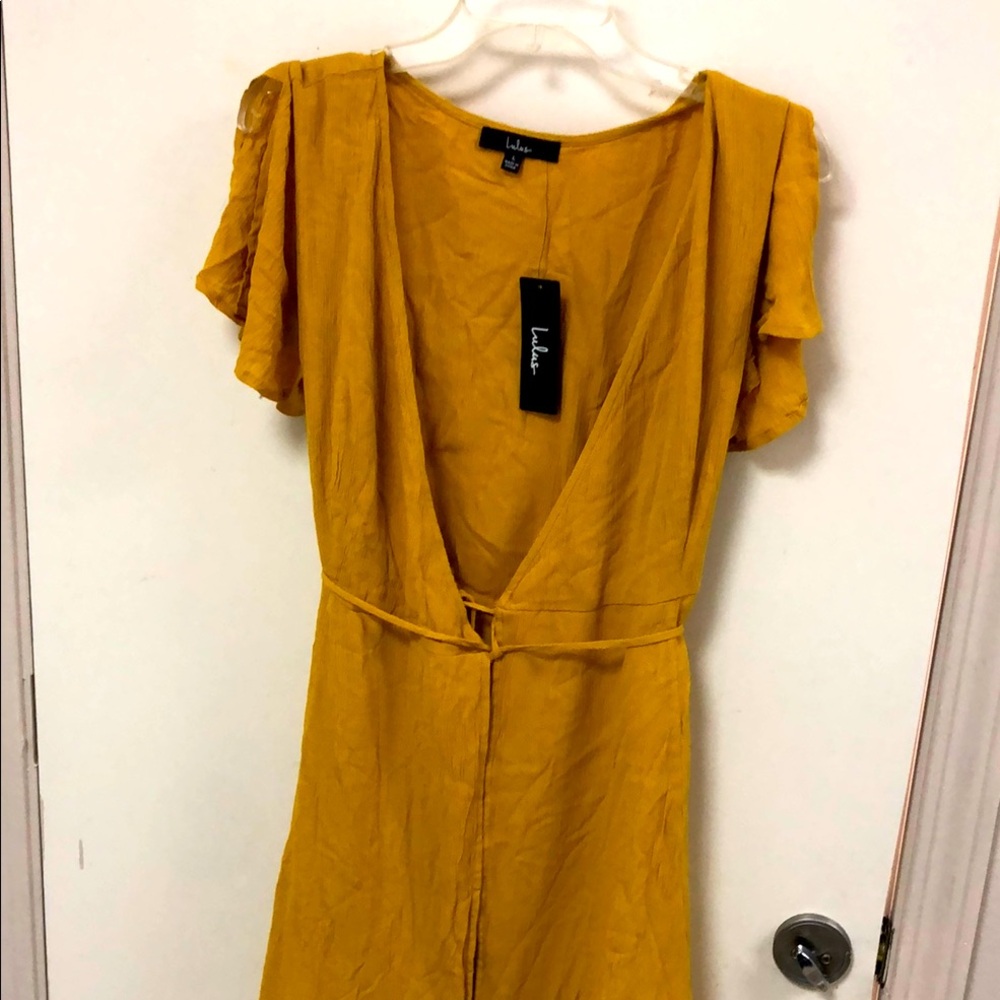 Lulu's Mustard Yellow Wrap Dress